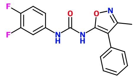 MC021164 1-(3,4-Difluoro-phenyl)-3-(3-methyl-4-phenyl-isoxazol-5-yl)-urea (image for) MC021164 1-(3,4-Difluoro-phenyl)-3-(3-methyl-4-phenyl-isoxazol-5-yl)-urea